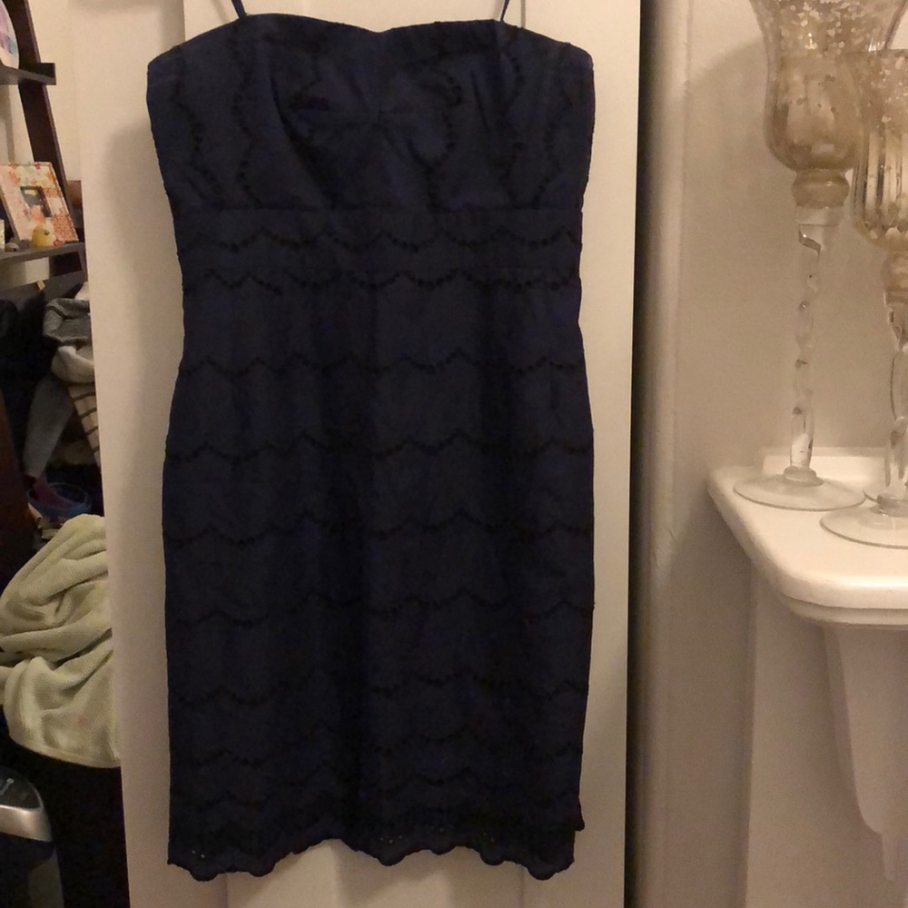 Jcrew strapless navy dress
